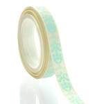 3/8" Ivory w/ Aqua Damask Grosgrain Ribbon