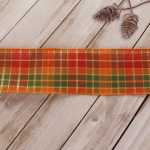 2 1/2" Wired Ribbon Fall Traditional Plaid Orange/Green