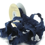 Navy Satin Double Ruffle Ribbon