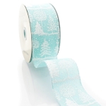 2 1/2" Wired Ribbon Light Blue Snowy Winterscape