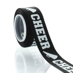 7/8" Black/White Cheer Text Grosgrain Ribbon