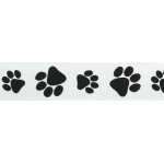 7/8" Black Paw Grosgrain Ribbon