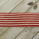 2 1/2" Wired Ribbon Red/Off-White Narrow Farmhouse Stripes Burlap