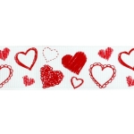 7/8" Red Construction Heart Grosgrain Ribbon