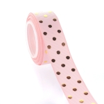 7/8" Pink Blush/Gold Foil Dots Grosgrain Ribbon