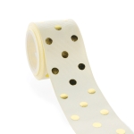 1.5" Ivory/Gold Foil Dots Grosgrain Ribbon