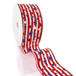 2 1/2" Wired Ribbon Glitter Stars and Stripes RWB