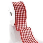 2 1/2" Wired Ribbon Gingham Plaid Red