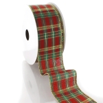 2 1/2" Wired Ribbon Red/Green Christmas Tartan Plaid