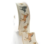 2 1/2" Wired Ribbon Wild Horses Burlap