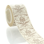 1.5" Ivory Taupe Damask Grosgrain Ribbon