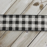 2 1/2" Wired Ribbon Rustic Black/White Buffalo Plaid Burlap