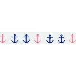 3/8" Pink Blue Nautical Anchors Grosgrain Ribbon