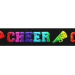 7/8" Ombre Holographic Rainbow Cheer Text Grosgrain Ribbon