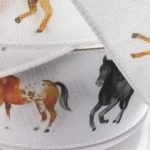 2 1/2" Wired Ribbon Wild Horses White