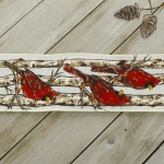 2 1/2" Wired Ribbon Red Cardinal on Branches