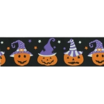 1.5" Black Jack-o-Lantern Grosgrain Ribbon