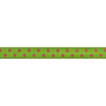 3/8" Apple Green/Hot Pink Dots Grosgrain Ribbon