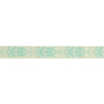 3/8" Ivory w/ Aqua Damask Grosgrain Ribbon