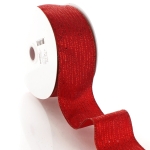 2 1/2" Wired Ribbon Horizontal Glitter/Sequin Stripes Solid Red