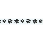 3/8" Black Paw Grosgrain Ribbon