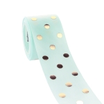 1.5" Mineral Ice/Gold Foil Dots Grosgrain Ribbon