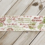 2 1/2" Wired Ribbon Vintage Christmas Postmark Cotton Burlap