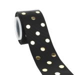 1.5" Black/Gold Foil Dots Grosgrain Ribbon