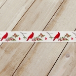 7/8" Red Cardinal on White Ribbon