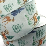 2 1/2" Wired Ribbon Winter Woods - Deer