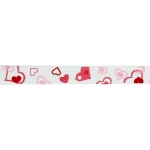 3/8" White w/ Hearts Mix Grosgrain Ribbon