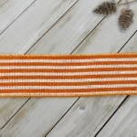 2 1/2" Wired Ribbon Orange/Off-White Narrow Farmhouse Stripes Burlap