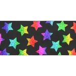 3" Black w/ Ombre Holographic Rainbow Stars Cheer Grosgrain Ribbon