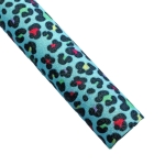 Rainbow Leopard Fine Glitter Canvas Sheet Aqua 