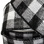 4" Wired Black/White Buffalo Plaid Burlap Ribbon