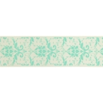 1.5" Ivory Aqua Damask Grosgrain Ribbon