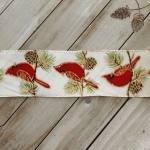 2 1/2" Wired Ribbon Red Cardinal on Pine Branches