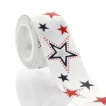 1.5" Red/Navy Silver Foil Stars Grosgrain Ribbon