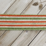 2 1/2" Wired Ribbon Fall Orange/Green/Cream Stripes Burlap