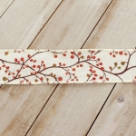 1 1/2" Wired Ribbon Berry Branch Twigs Glitter Off-White