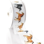 2 1/2" Wired Ribbon Wild Horses White