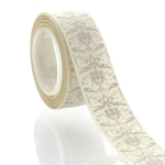 7/8" Ivory Taupe Damask Grosgrain Ribbon