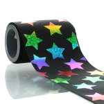 3" Black w/ Ombre Holographic Rainbow Stars Cheer Grosgrain Ribbon