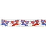 7/8" 4th of July Mustaches Grosgrain Ribbon