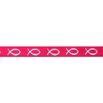 3/8" Shocking Pink Christian Fish Grosgrain Ribbon