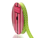 Apple Green w/ White Dots Grosgrain Ribbon HBC