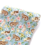 Floral Easter Bunny and Chicks Bullet Fabric