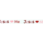 3/8" Pink Jesus Loves Me Grosgrain Ribbon