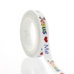 3/8" Primary Jesus Loves Me Grosgrain Ribbon