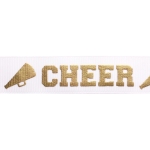 7/8" Gold Foil Cheer Text Grosgrain Ribbon